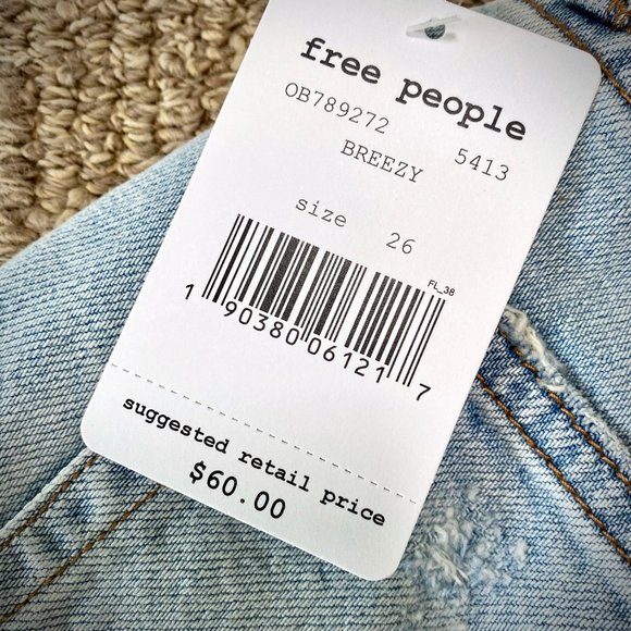 Free People NWT “Breezy” Button Front Denim Mini Skirt - Picture 4 of 10